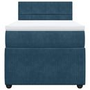 vidaXL kék bársony rugós ágy matraccal 80 x 200 cm