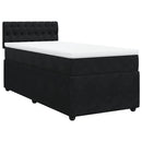 vidaXL fekete bársony rugós ágy matraccal 90x190 cm