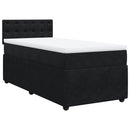 vidaXL fekete bársony rugós ágy matraccal 90 x 200 cm