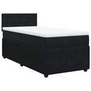 vidaXL fekete bársony rugós ágy matraccal 90 x 200 cm