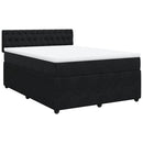vidaXL fekete bársony rugós ágy matraccal 140 x 190 cm