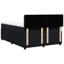 vidaXL fekete bársony rugós ágy matraccal 140 x 190 cm