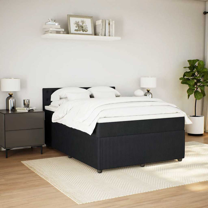 vidaXL fekete bársony rugós ágy matraccal 140x200 cm