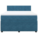 vidaXL kék bársony rugós ágy matraccal 160 x 200 cm