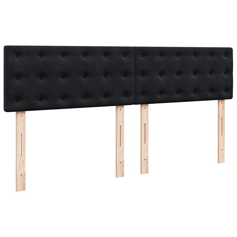 vidaXL fekete bársony rugós ágy matraccal 180x200 cm