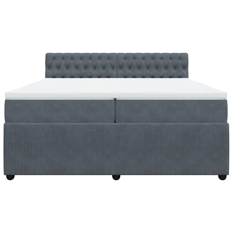 vidaXL sötétszürke bársony rugós ágy matraccal 200x200 cm