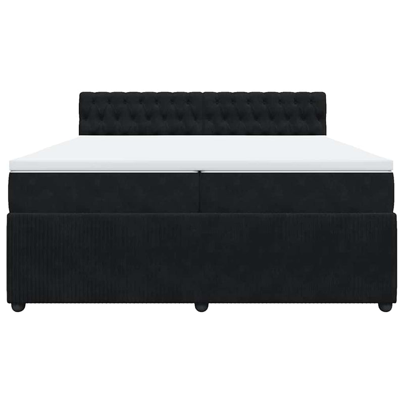 vidaXL fekete bársony rugós ágy matraccal 200x200 cm