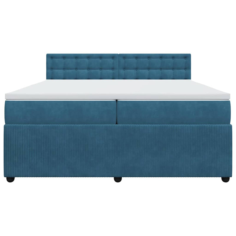 vidaXL kék bársony rugós ágy matraccal 200x200 cm