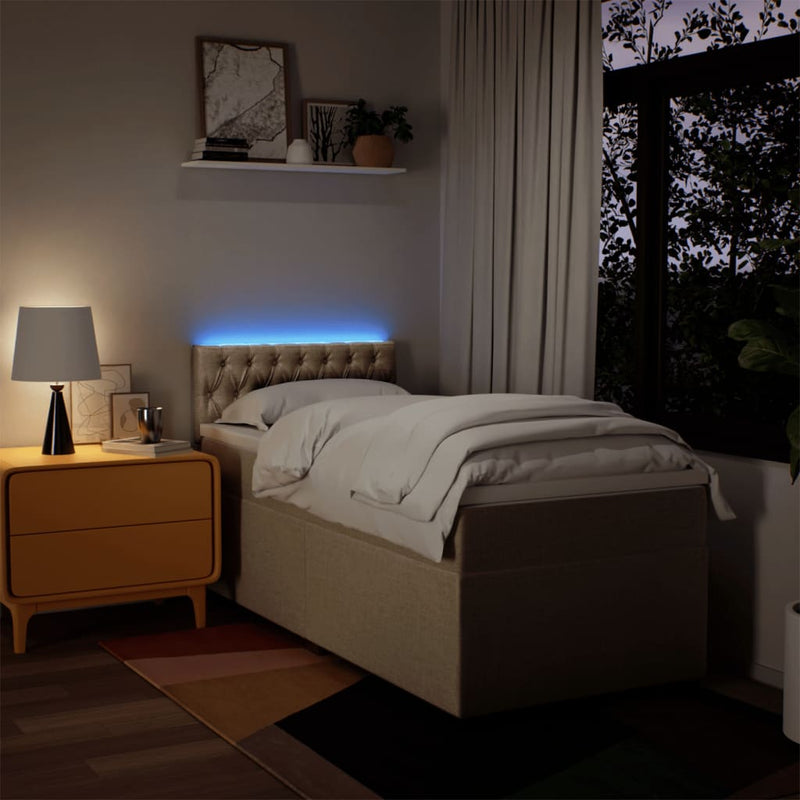 vidaXL krémszínű szövet rugós ágy matraccal 80 x 200 cm