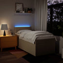 vidaXL krémszínű szövet rugós ágy matraccal 90 x 190 cm