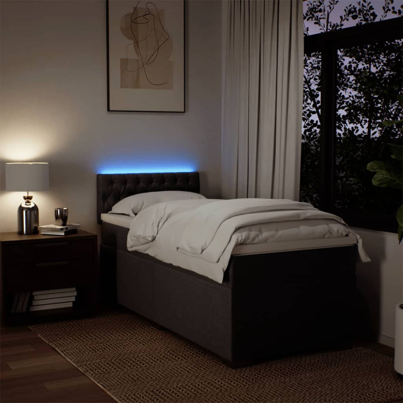 vidaXL sötétbarna szövet rugós ágy matraccal 90 x 190 cm