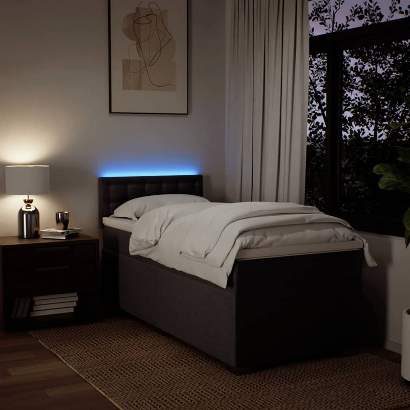 vidaXL sötétbarna szövet rugós ágy matraccal 90 x 190 cm