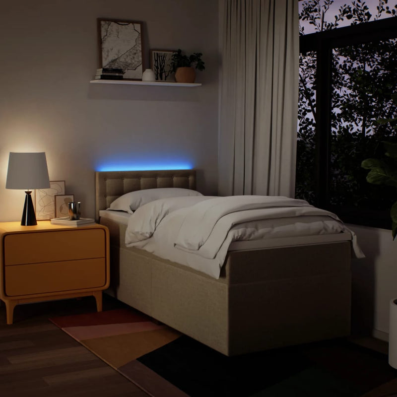 vidaXL krémszínű szövet rugós ágy matraccal 90 x 190 cm