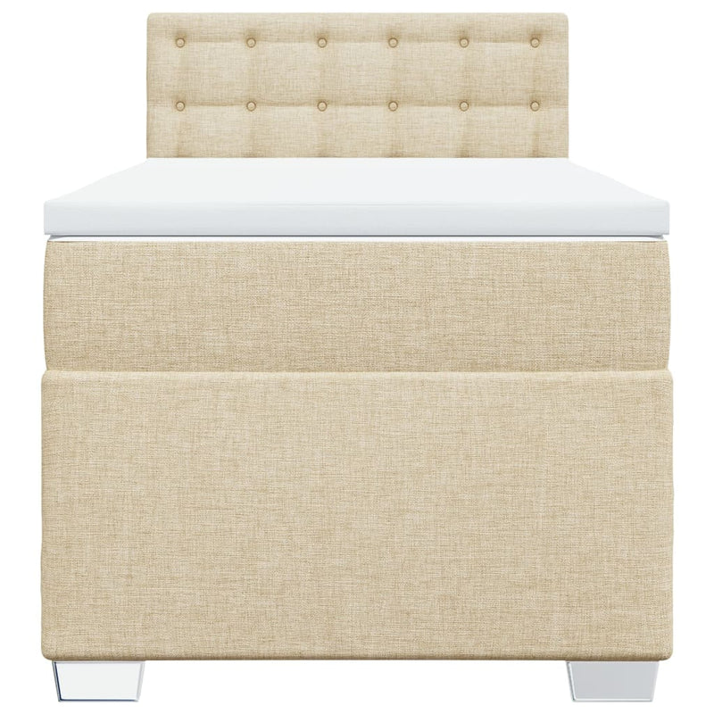 vidaXL krémszínű szövet rugós ágy matraccal 90 x 190 cm