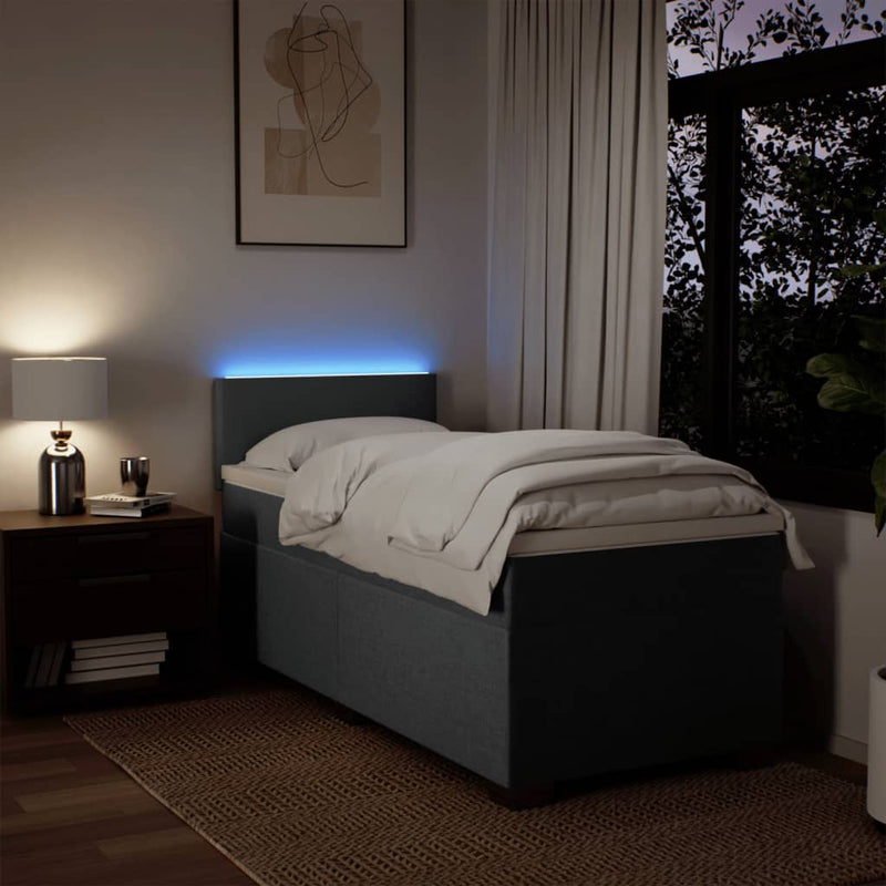 vidaXL sötétszürke szövet rugós ágy matraccal 100 x 200 cm