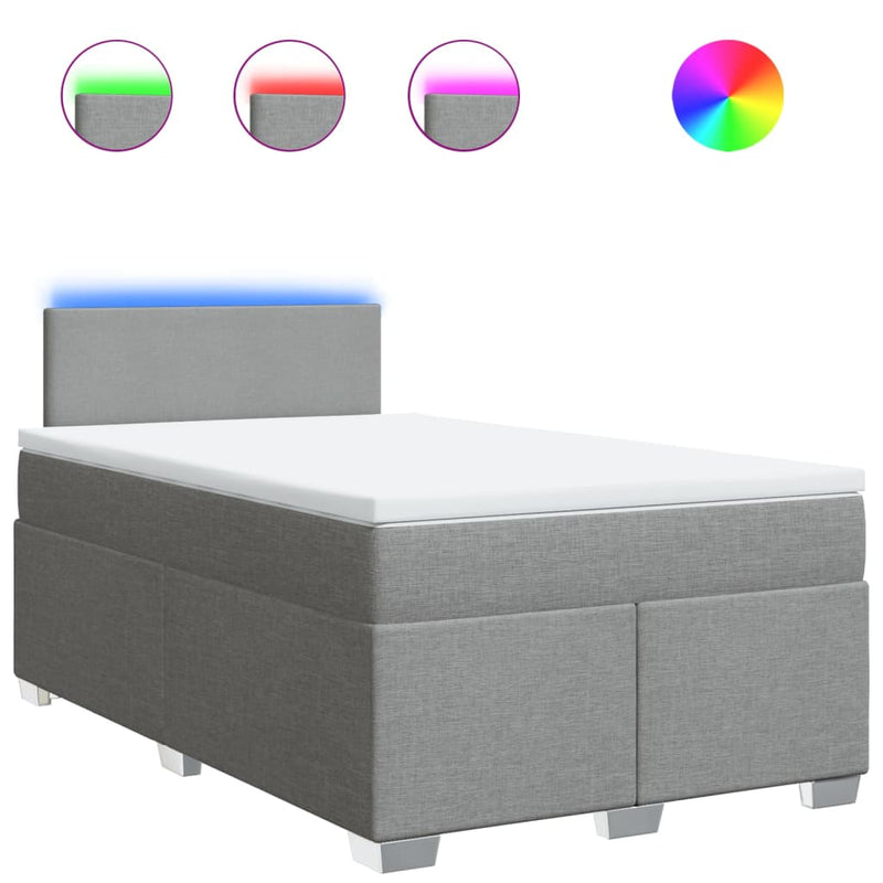 vidaXL világosszürke szövet rugós ágy matraccal 120 x 190 cm