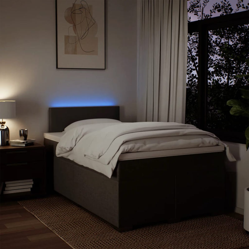 vidaXL világosszürke szövet rugós ágy matraccal 120 x 190 cm