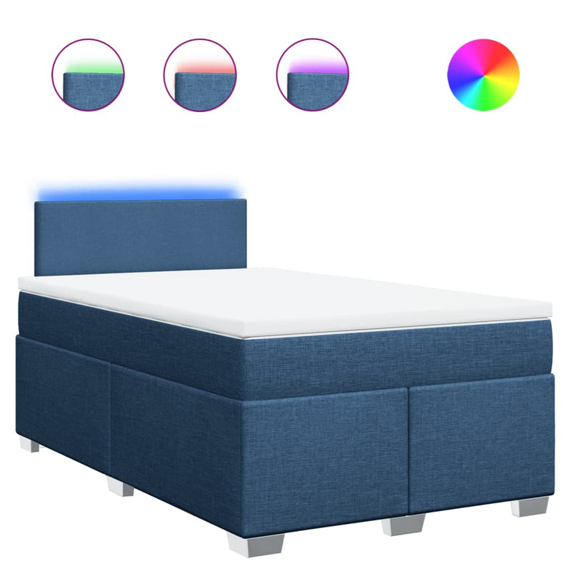 vidaXL kék szövet rugós ágy matraccal 120 x 190 cm