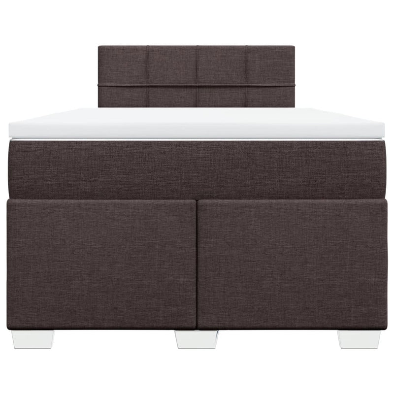 vidaXL sötétbarna szövet rugós ágy matraccal 120 x 190 cm