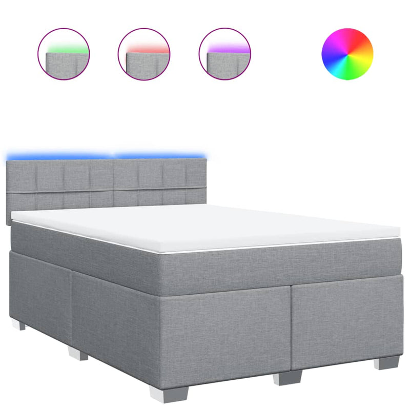 vidaXL világosszürke szövet rugós ágy matraccal 140 x 200 cm