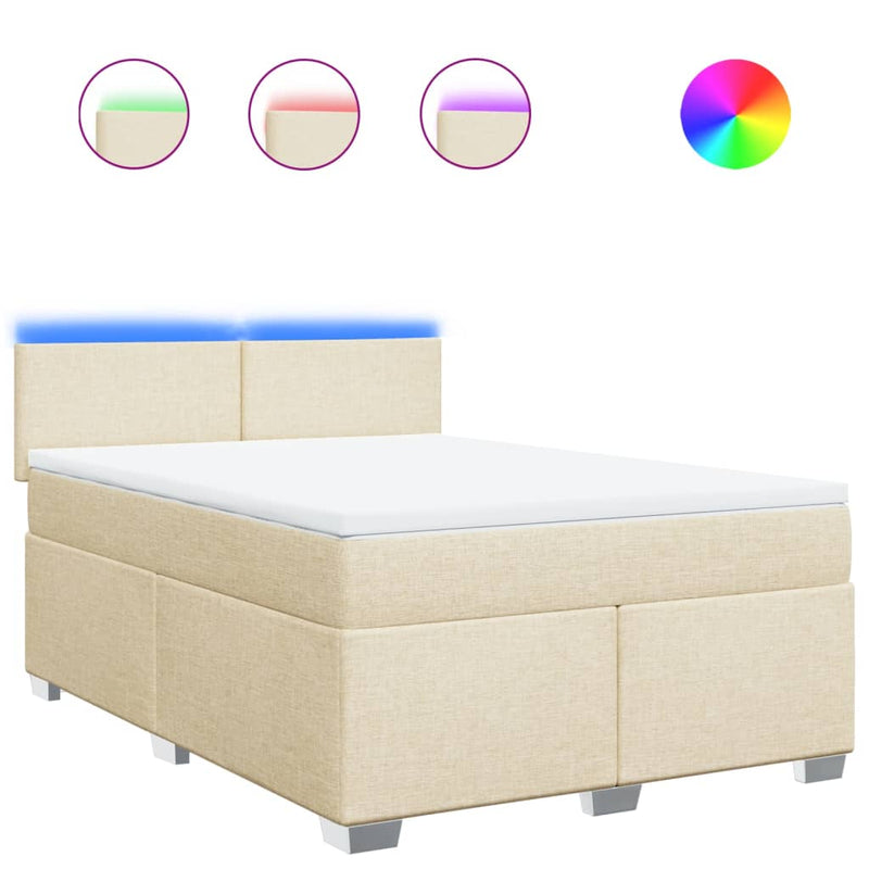 vidaXL krémszínű szövet rugós ágy matraccal 160 x 200 cm