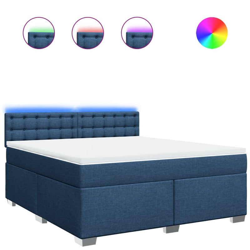 vidaXL kék szövet rugós ágy matraccal 180 x 200 cm