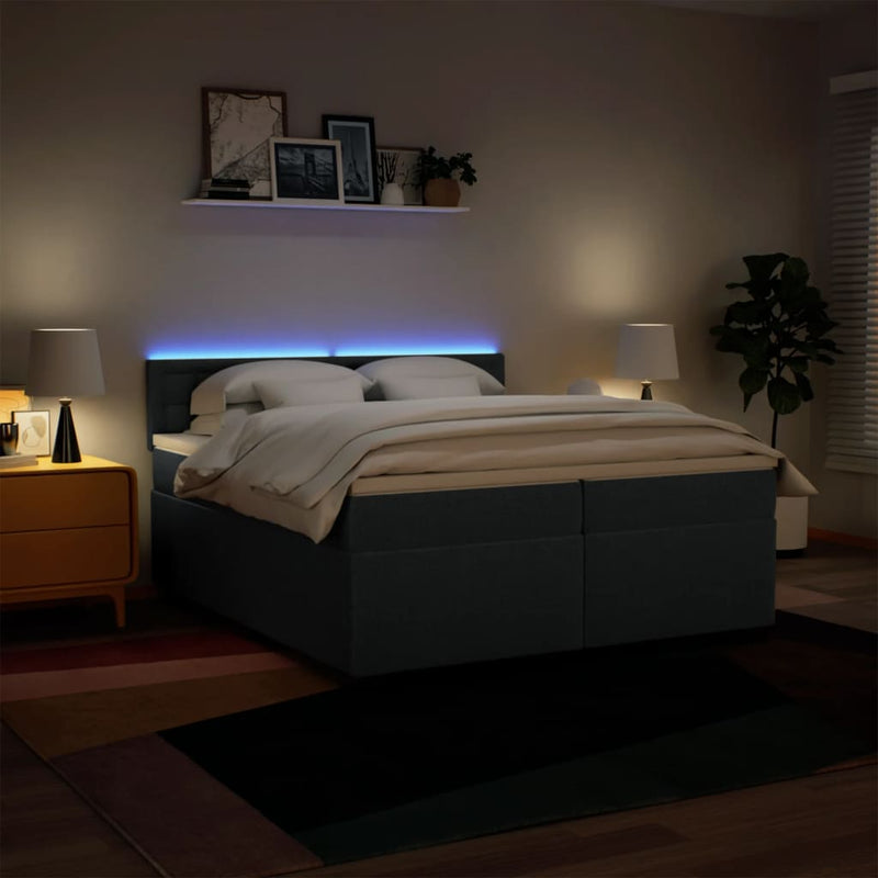 vidaXL kék szövet rugós ágy matraccal 200 x 200 cm