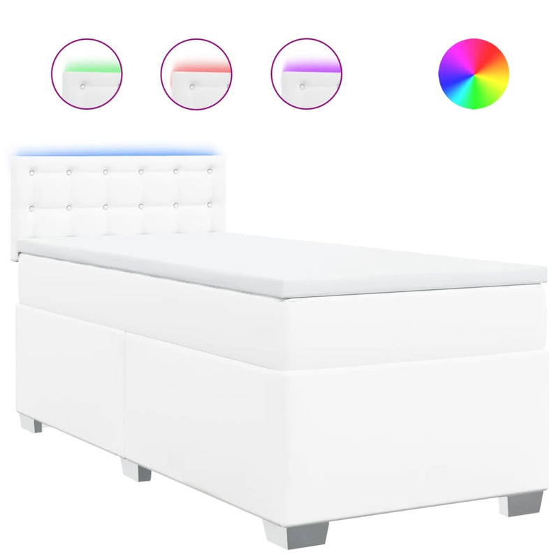 vidaXL fehér műbőr rugós ágy matraccal 80 x 200 cm