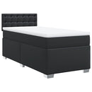 vidaXL fekete műbőr rugós ágy matraccal 90 x 200 cm