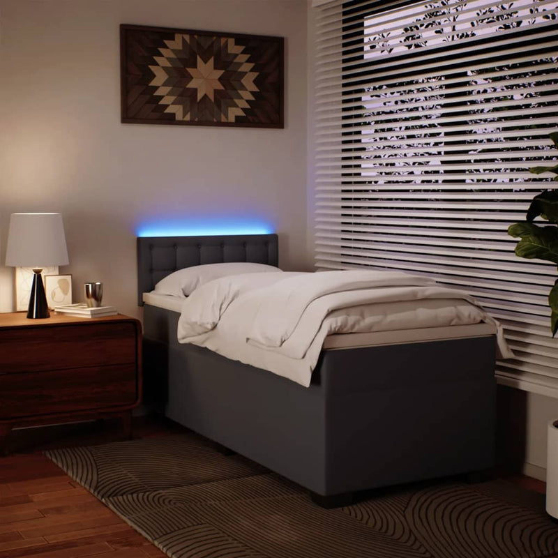 vidaXL szürke műbőr rugós ágy matraccal 100 x 200 cm