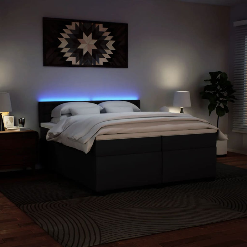 vidaXL fehér műbőr rugós ágy matraccal 200 x 200 cm