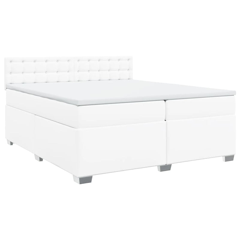 vidaXL fehér műbőr rugós ágy matraccal 200 x 200 cm