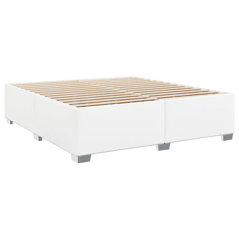 vidaXL fehér műbőr rugós ágy matraccal 200 x 200 cm