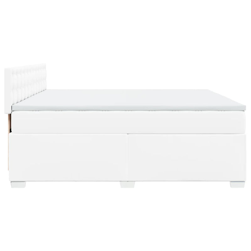 vidaXL fehér műbőr rugós ágy matraccal 200 x 200 cm