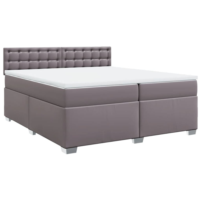 vidaXL szürke műbőr rugós ágy matraccal 200 x 200 cm