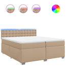 vidaXL cappuccino színű műbőr rugós ágy matraccal 200 x 200 cm