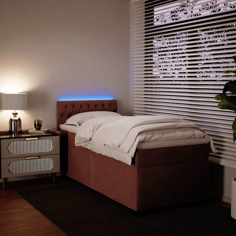 vidaXL rózsaszín bársony rugós ágy matraccal 80 x 200 cm