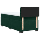 vidaXL sötétzöld bársony rugós ágy matraccal 90 x 200 cm