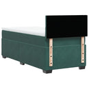 vidaXL sötétzöld bársony rugós ágy matraccal 90 x 200 cm