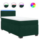 vidaXL sötétzöld bársony rugós ágy matraccal 100 x 200 cm