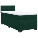 vidaXL sötétzöld bársony rugós ágy matraccal 100 x 200 cm