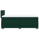 vidaXL sötétzöld bársony rugós ágy matraccal 100 x 200 cm