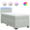 vidaXL világosszürke bársony rugós ágy matraccal 100 x 200 cm