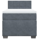 vidaXL sötétszürke bársony rugós ágy matraccal 100 x 200 cm