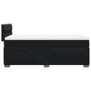 vidaXL fekete bársony rugós ágy matraccal 100 x 200 cm