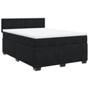 vidaXL fekete bársony rugós ágy matraccal 140 x 190 cm