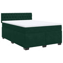 vidaXL sötétzöld bársony rugós ágy matraccal 140x190 cm