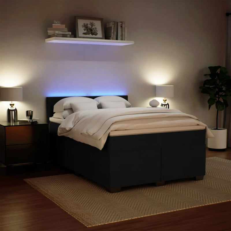 vidaXL fekete bársony rugós ágy matraccal 140x200 cm