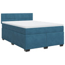 vidaXL kék bársony rugós ágy matraccal 140 x 200 cm