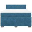 vidaXL kék bársony rugós ágy matraccal 160 x 200 cm